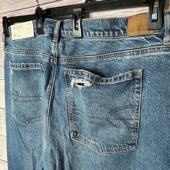 American Eagle Super High Rise Ankle Straight Denim Jeans New Size 20 Short - Picture 13 of 14
